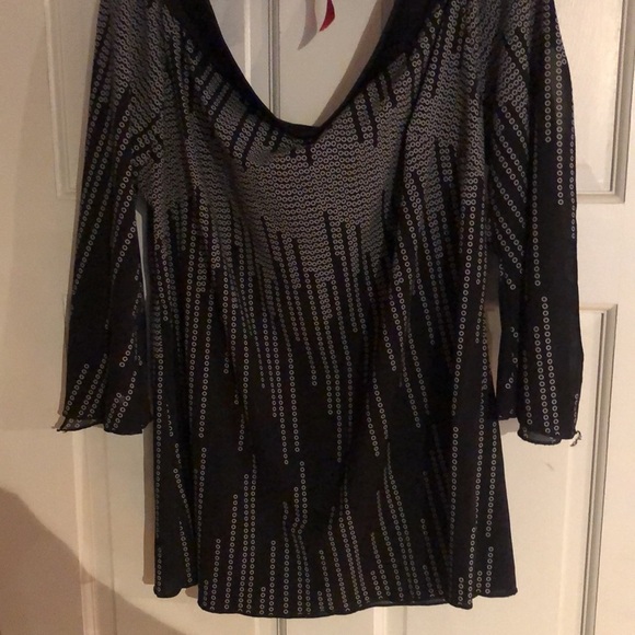 UNIQUE SPECTRUM size 1X black & white portrait collar slit 3/4 Geometric print - Picture 1 of 11
